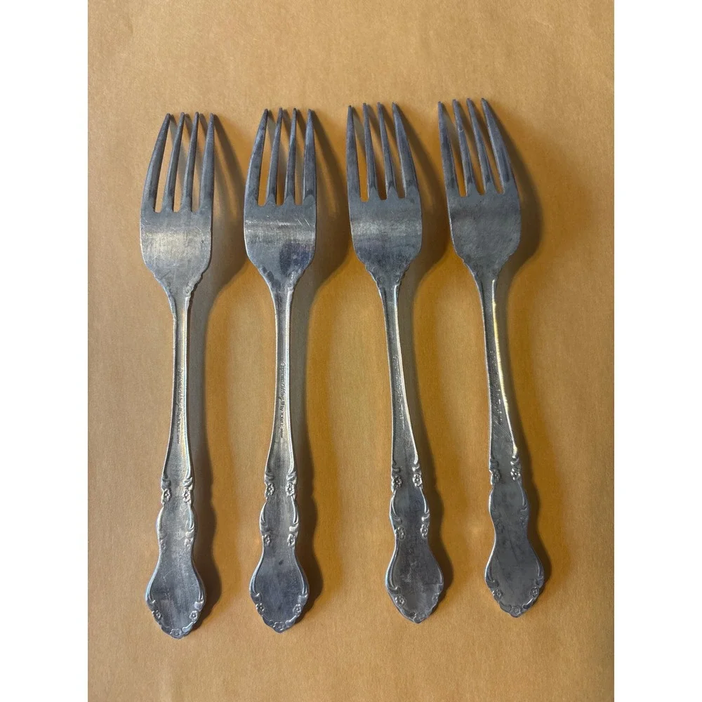 Towle Supreme Cutlery Dinner Forks Set of‎ 4 Silver Stainless Japan Good Floral